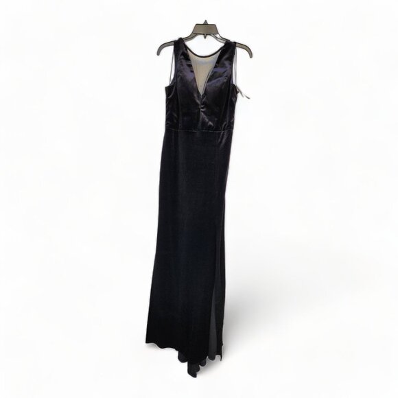 5/$100 SALE - Nightway Plunging Illusion Velvet Gown - Picture 2 of 8